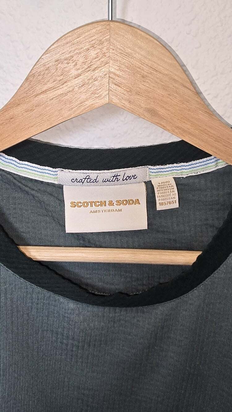 Scotch & Soda Amsterdam Men’s Large Textured T-Shirt Gray Green Crew Neck - Picture 2 of 7